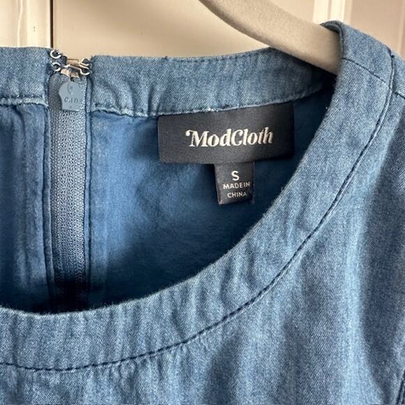 ModCloth Being Breezy A-Line Denim Chambray Button Side Sleeveless Dress Size: S - Picture 6 of 8